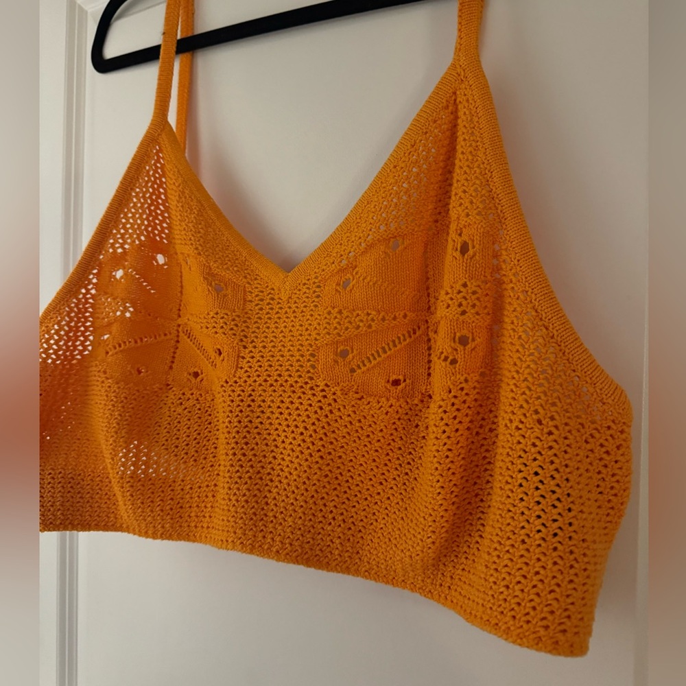 Orange Knit Crop Top Plus Size